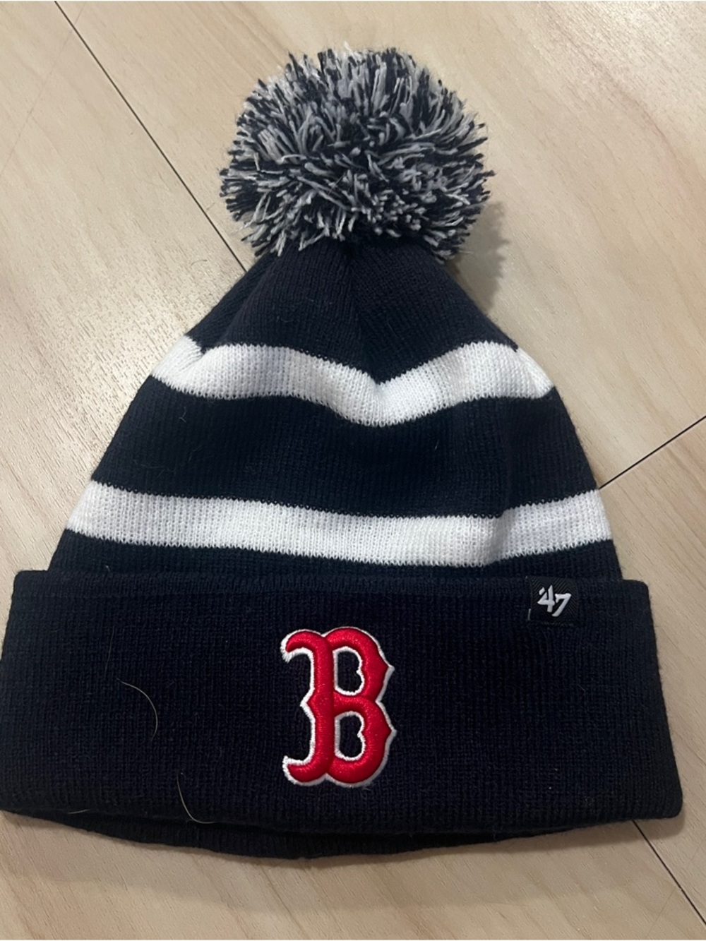 Boston Red Sox Pom Beanie - Navy & White